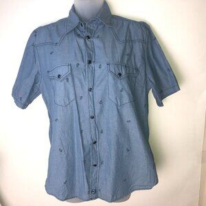 Moonshine Spirit by‎ Brad Paisley Men's Blue Shirt Western Slim Fit Small